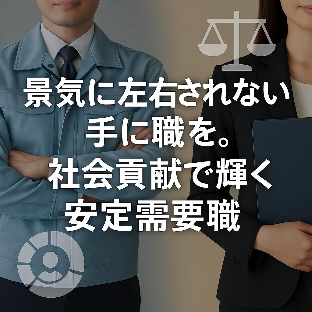 景気に左右されない手に職を。社会貢献で輝く安定需要職