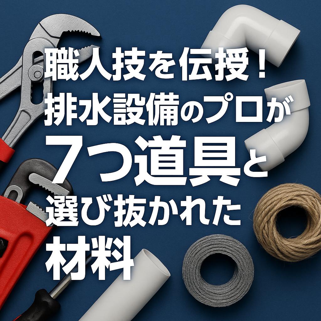 職人技を伝授！排水設備のプロが使う７つ道具と選び抜かれた材料