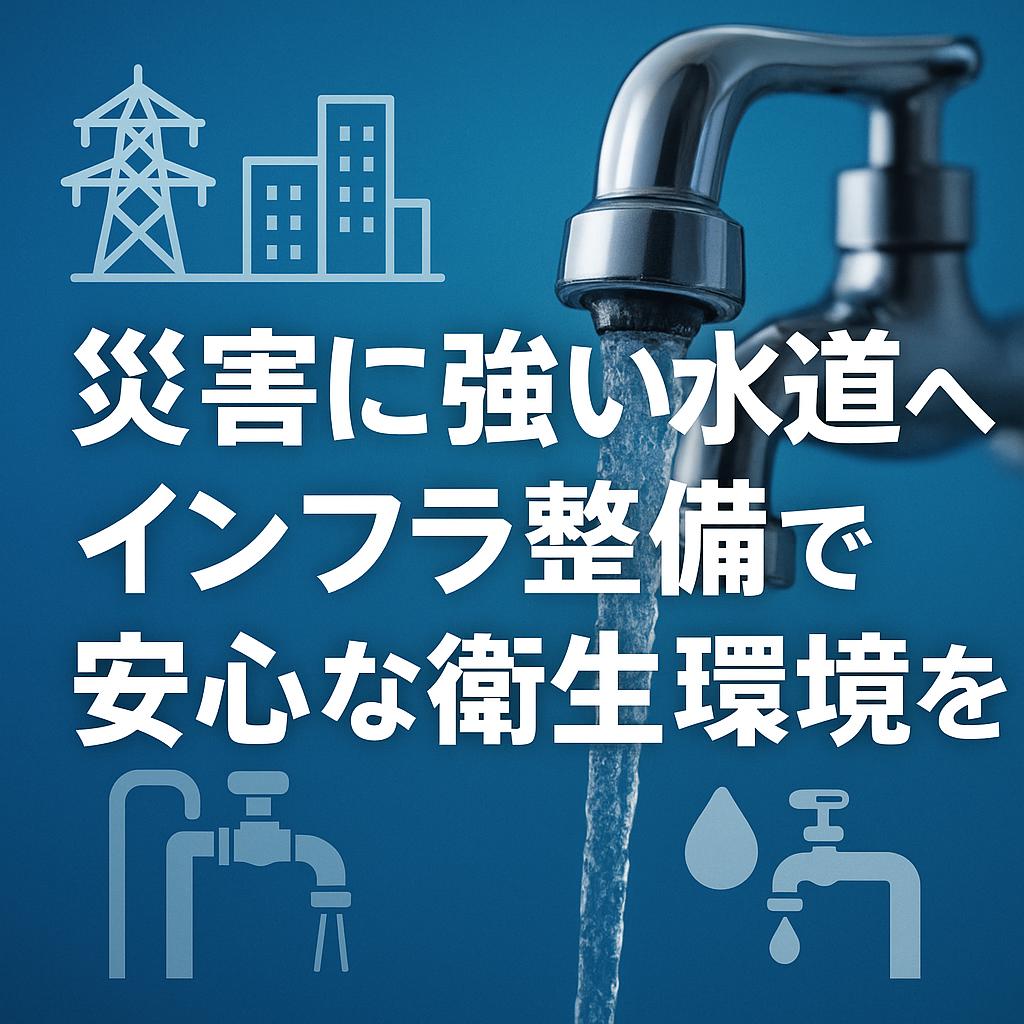 災害に強い水道へ！インフラ整備で安心な衛生環境を