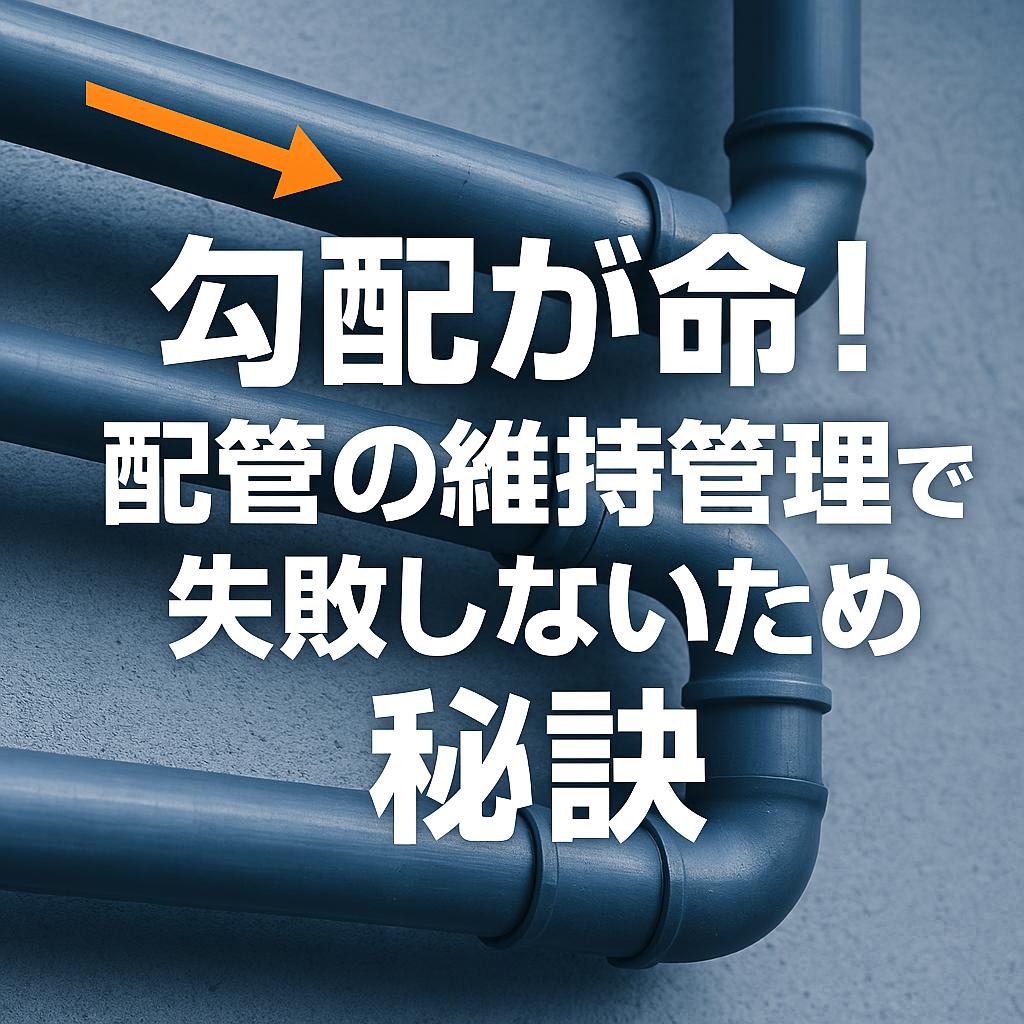 勾配が命！配管の維持管理で失敗しないための秘訣