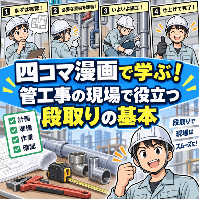 四コマ漫画で学ぶ！管工事の現場で役立つ段取りの基本